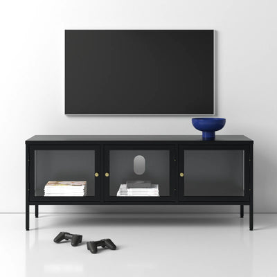 Rack Tv Glass con 3 puertas Metal Black