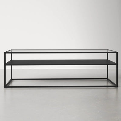 Mesa de Centro Rectangular 110 Glass Metal Black